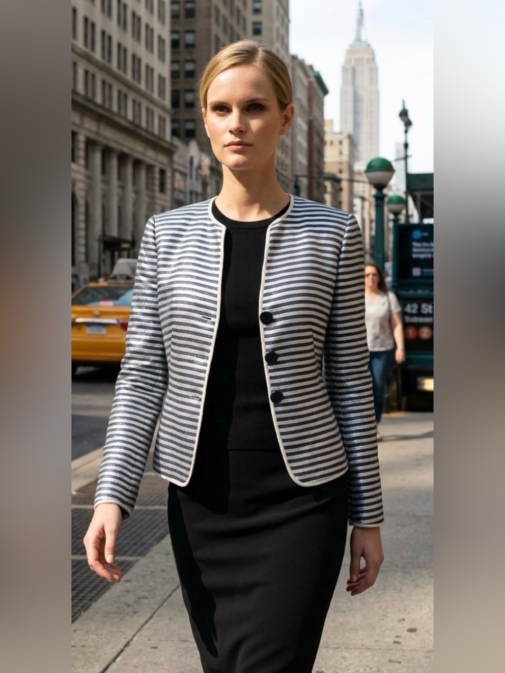 ARMANI COLLEZIONE METALLIC SILVER AND NAVY BLUE JACKET
